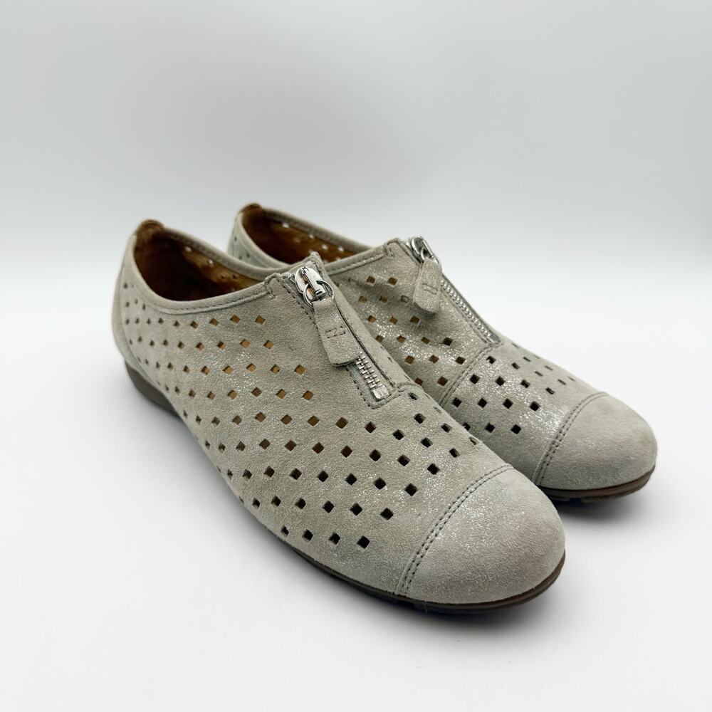 Gabor Womens 84.164 Hovercraft Flats Shoes US 6 UK 3.5 Grey Nubuck Leather NWOB